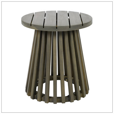 Table d'appoint d'extérieur en bois d'acacia - ronde - finition grise - pour la cour arrière / balcon
