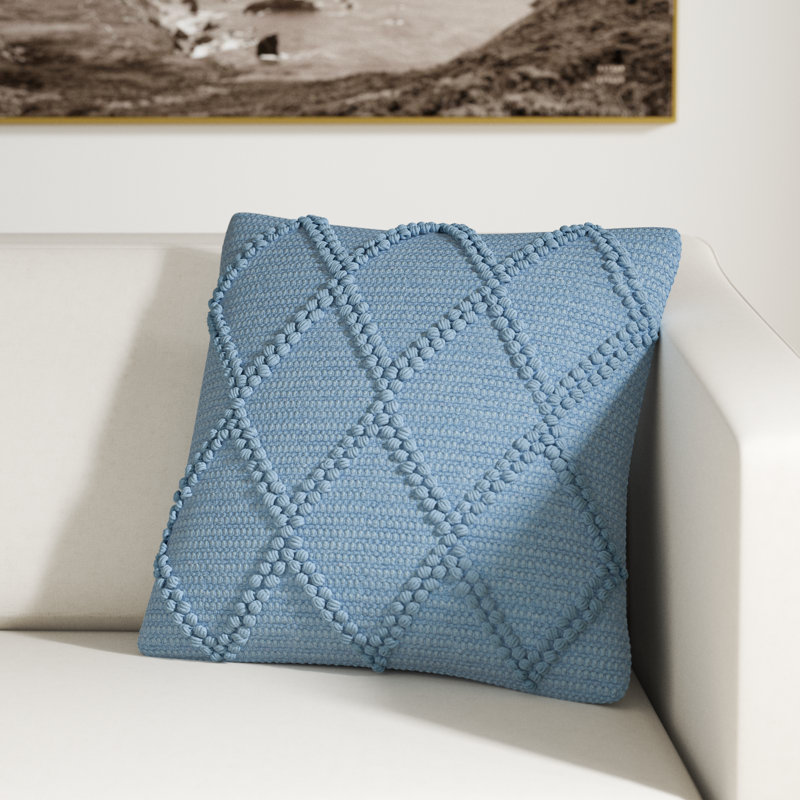 Coussin décoratif carré en coton et polyester avec insert Ascano , Bleu océan