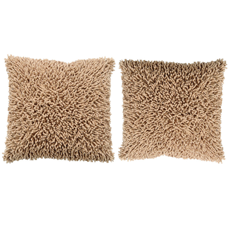 Fringed Chenille Pillow Cover, Beige