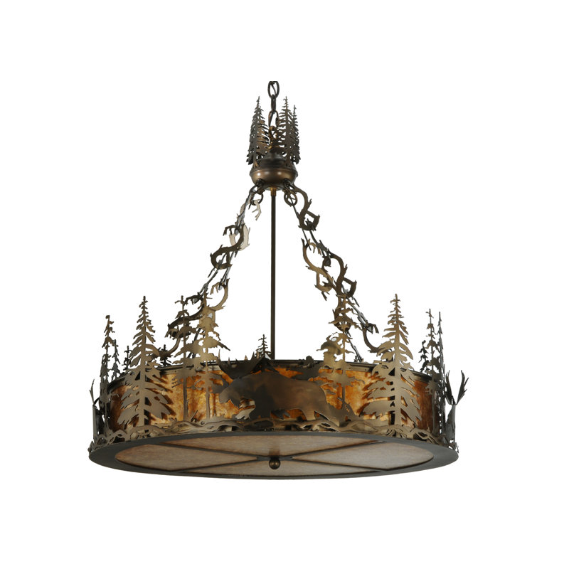 Moose At Dusk 4 - Light Chandelier, 36" - 65" H x 31" W x 31" D