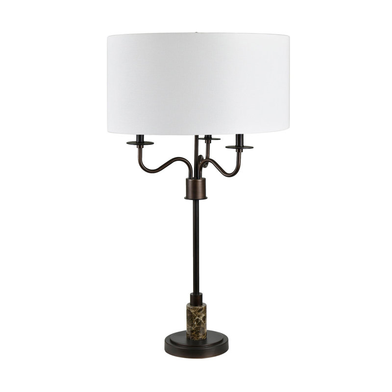 37.5" Metal Table Lamp With White Shade