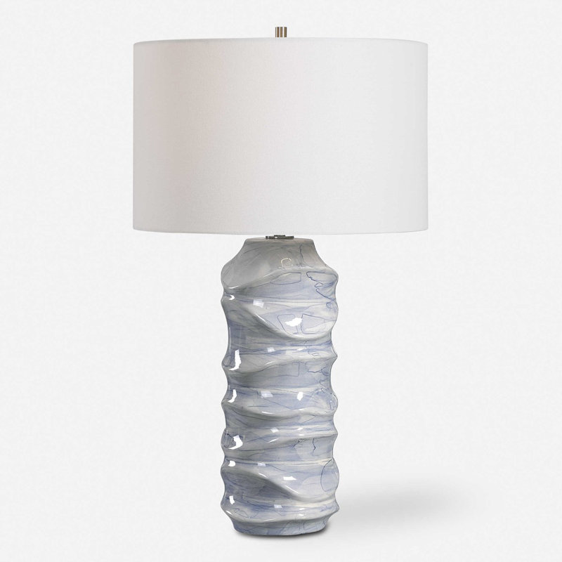 27,5 po ; bleu lampe de table blanche Foland
