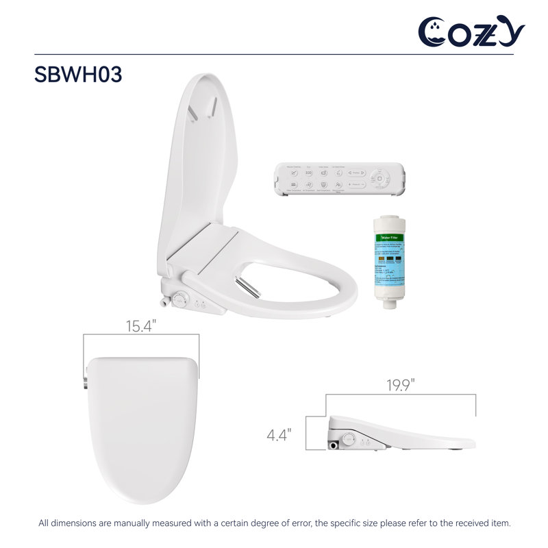 Siège de toilette électronique bidet allongé avec télécommande