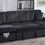 Canapé-lit modulaire convertible 3 pièces de style contemporain avec accoudoir droit et gauche avec rangement et finition noire, oreiller de salon principal inclus