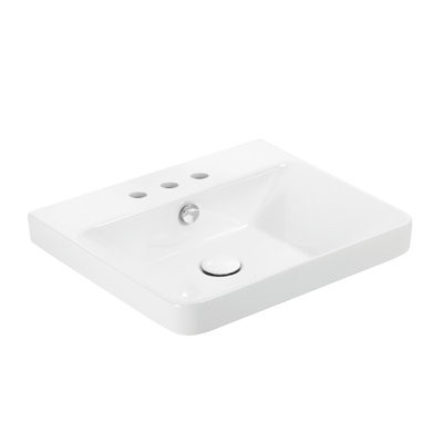 Lavabo de salle de bain rectangulaire encastré en céramique avec trop-plein 18,1 po WS Bath Collections