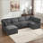 Sectional Sofas Modular U-Shaped 6-Seat with Reversible Chaise for Living Room | Dark Gray | Corduroy-2020075888