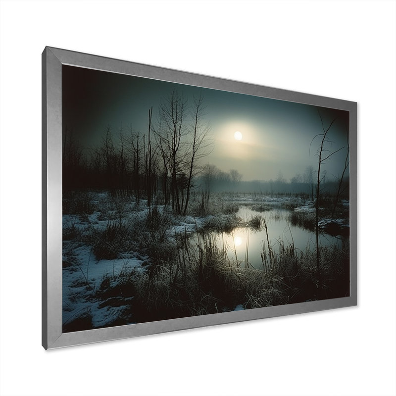 Photographie noir et blanc «Winter Tree I» sur toile, H 24 po x l 32 po x P 1 po, Cadre photo argenté