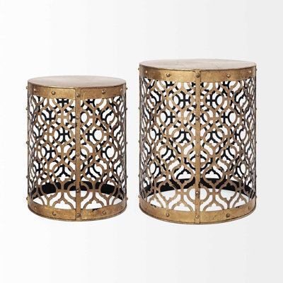 Ensemble de deux tables de bout rondes en métal doré 20 po Gracie Mills