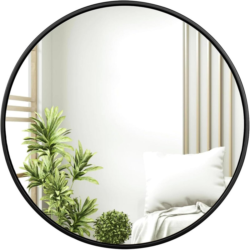 Shantris Metal Wall Mirror, Black, 70 cm H x 70 cm W