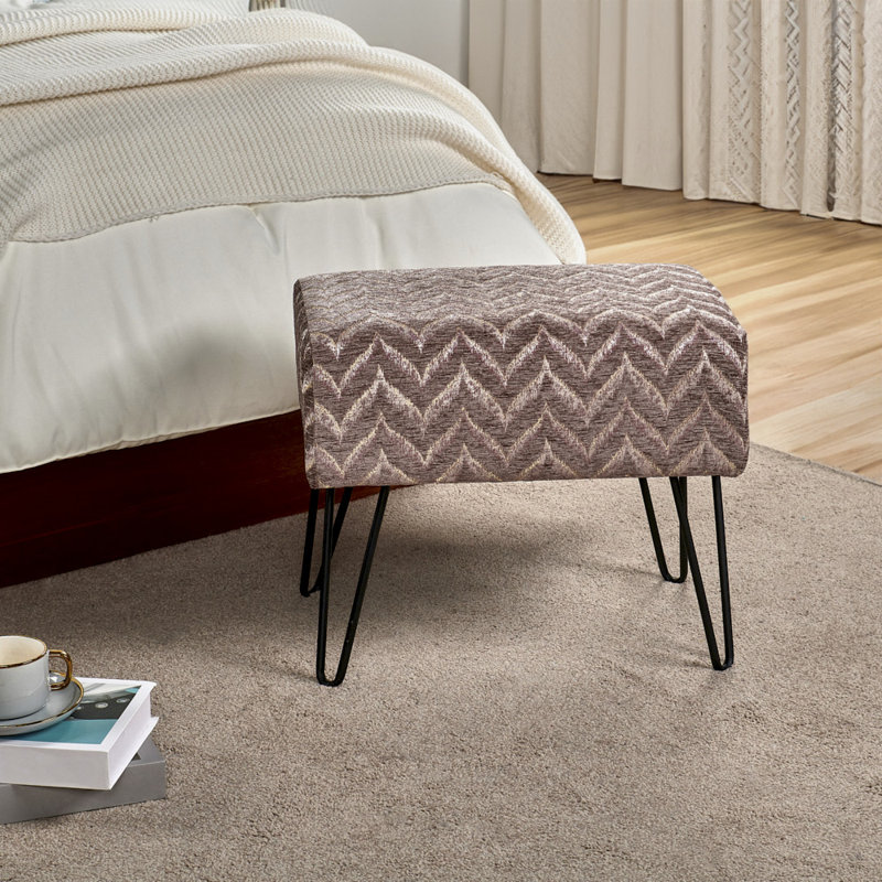 48.3cm Wide Rectangle Chevron Standard Ottoman, Light Brown