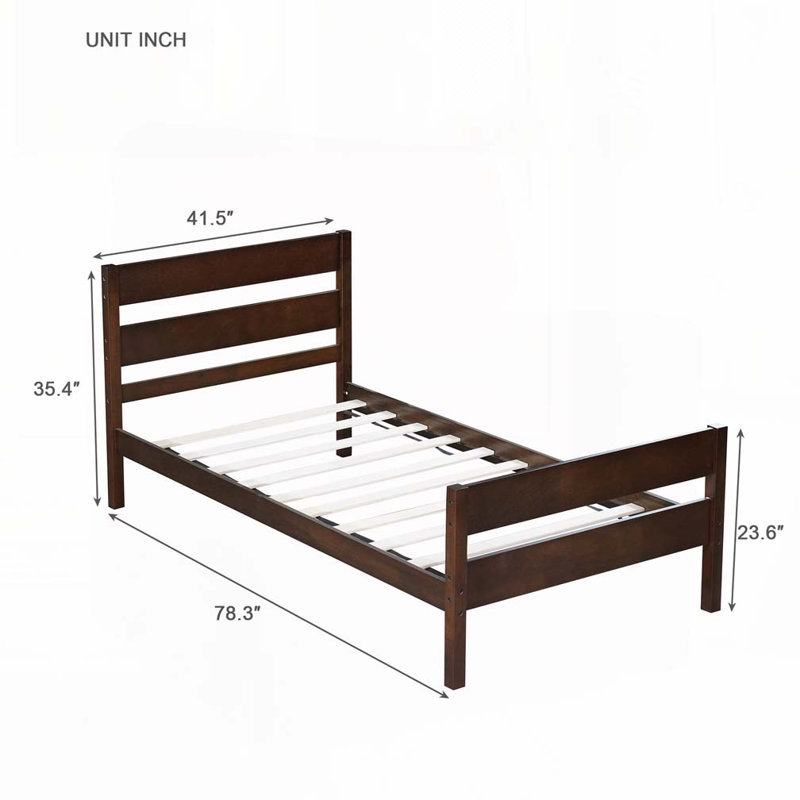 Lit avec tête et pied de lit, lit en bois d'hévéa, Espresso
