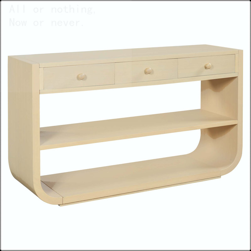 Console moderne avec 3 tiroirs à fermeture en douceur et 2 tablettes ouvertes, Naturel