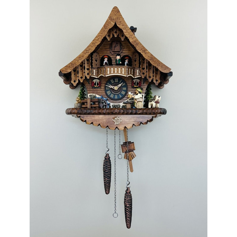  German Quartz Cuckoo Clock with Animated Beer Drinker
