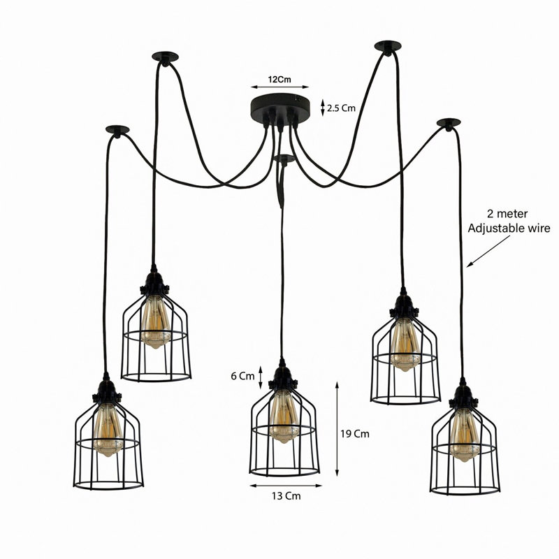 Murilda 5 - Light Black Cluster Pendant