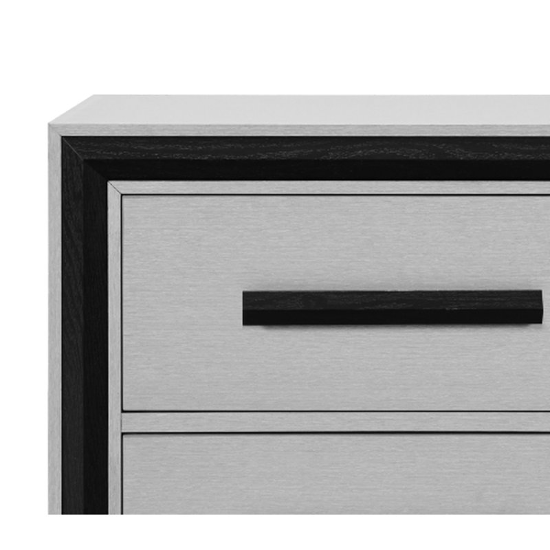 29,75 po Commode large noire avec 2 tiroirs spacieux pour le rangement - bois massif + vie élégante