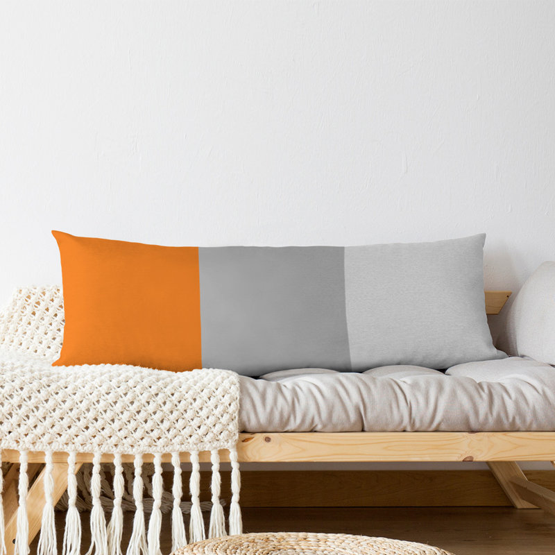 Abel Polyester Medium Pillow, Orange/Silver Middle