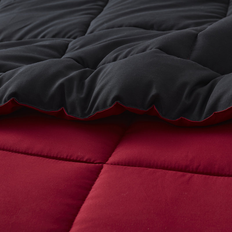 Nestl All Season Solid Lightweight Down Alternative Reversible Comforter, Burgudy/Black