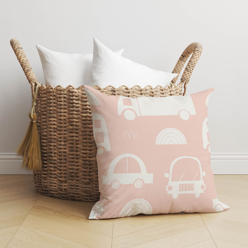 Coussin décoratif trafic, Rose, H 26 po x l 26 po