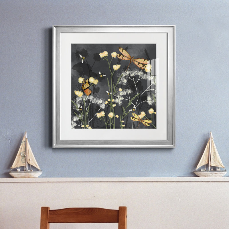 «Garden Magic I-Premium», reproduction encadrée prête à être accrochée, Papier avec cadre argenté, Blanc