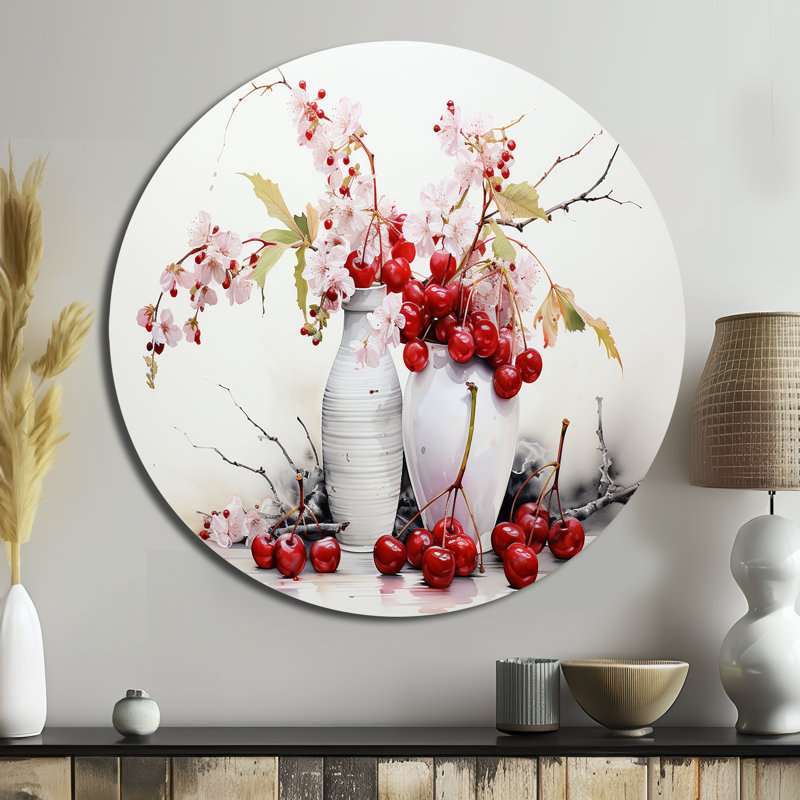 Cherry Simplicity - Art rond en métal, H 29 po x l 29 po