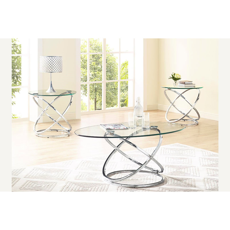 Table basse moderne et contemporaine en métal, 2 tables de bout avec attrait et stabilité