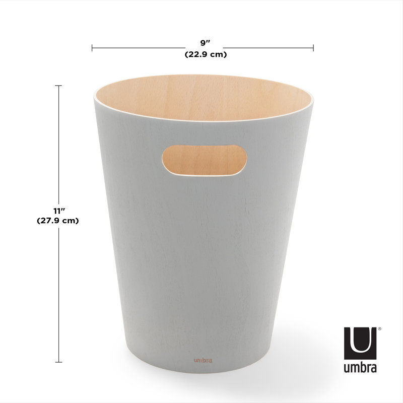 Gray Wood Open Top Bathroom Waste Basket