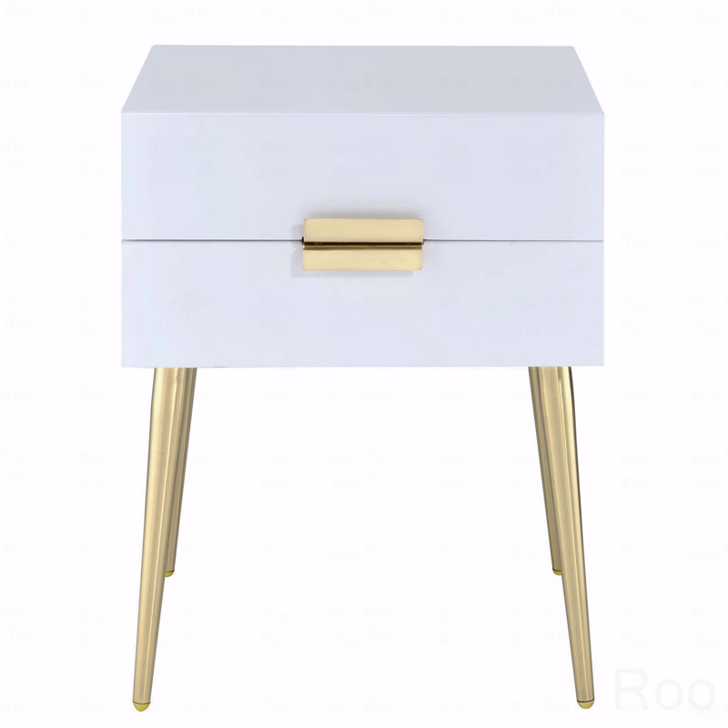 Table d'appoint avec 2 tiroirs, Blanc
