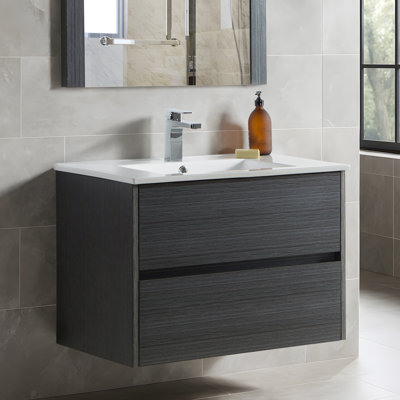 Meuble-lavabo mural simple 30 po avec lavabo en céramique