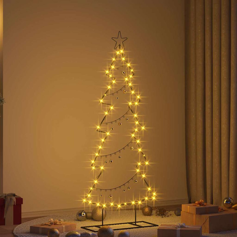 Metal Christmas Tree with Stand Black Steel, 150cm H