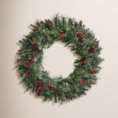 Pvc Greenery 36" Pre-Lit Fir Wreath