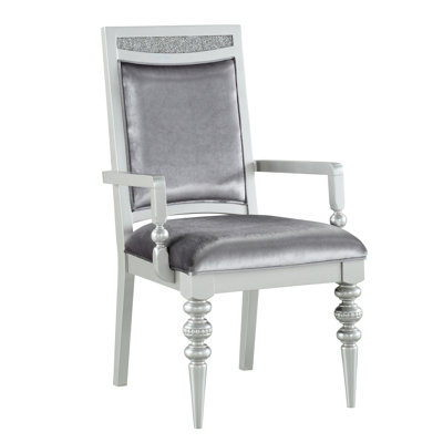 Arm Chair (Set-2) Fabric & Platinum
