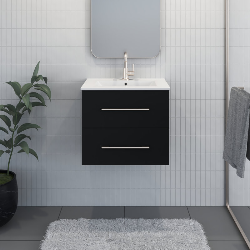 Ensemble de meuble-lavabo simple 24 po Abdirahman, Noir