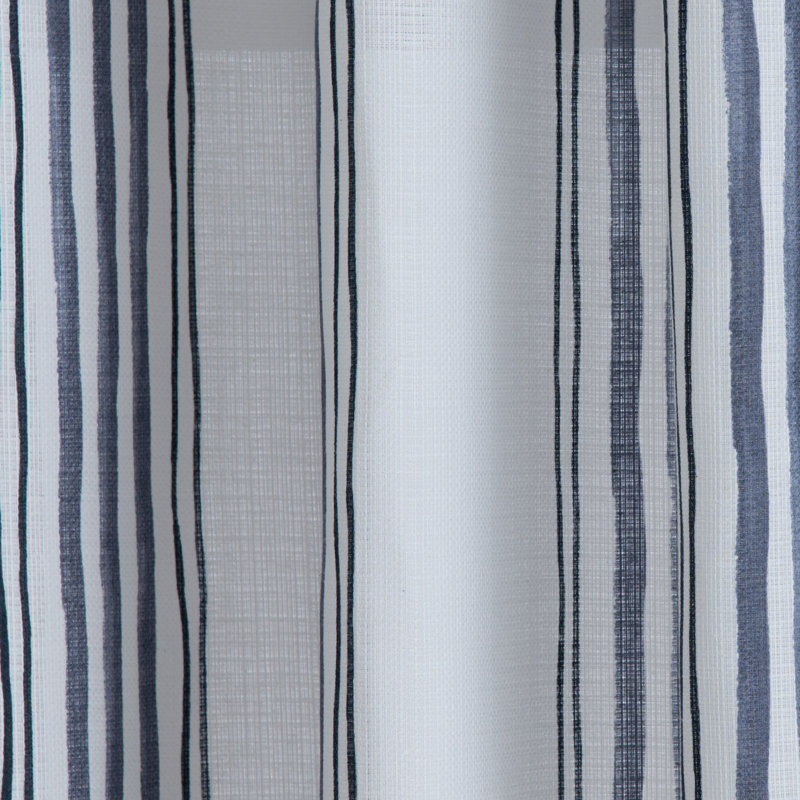 Sawna Polyester / Cotton Light-Filtering Stripped Curtain Panel with Grommet Top, 50" W x 63" L, Indigo