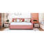 Lit de jour rembourré avec lit gigogne - Lit en lin rose, sans sommier pour une chambre à coucher contemporaine-1401630287
