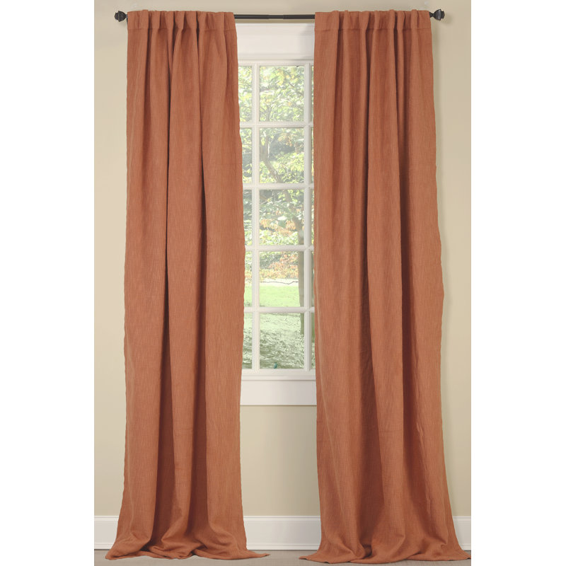 Boucle Room Darkening Curtain, 50"W x 118"L, Coral