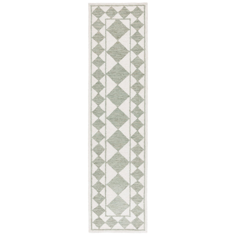 Tapis géométrique touffeté à la main Wharton, Tapis de couloir 2 pi 3 po x 9 pi