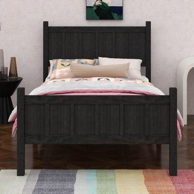 Minimalist Modern Platform Bed With Wood Grain Finish, Shaker And Farmhouse Style Design