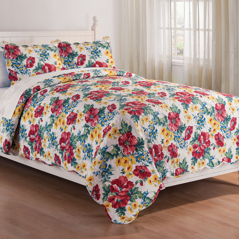 Courtepointe réversible en coton Madeline, Courtepointe double/grand