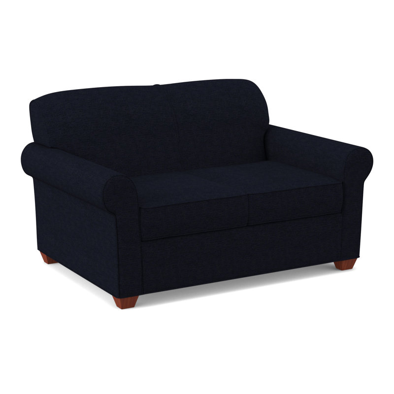 Finn 59" Rolled Arm Sofa Bed Loveseat with Reversible Cushions, BM Cherry, Saylor Navy