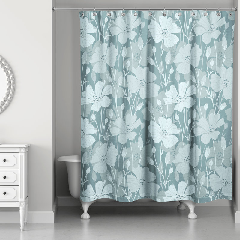 Floral Shower Curtain, Blue