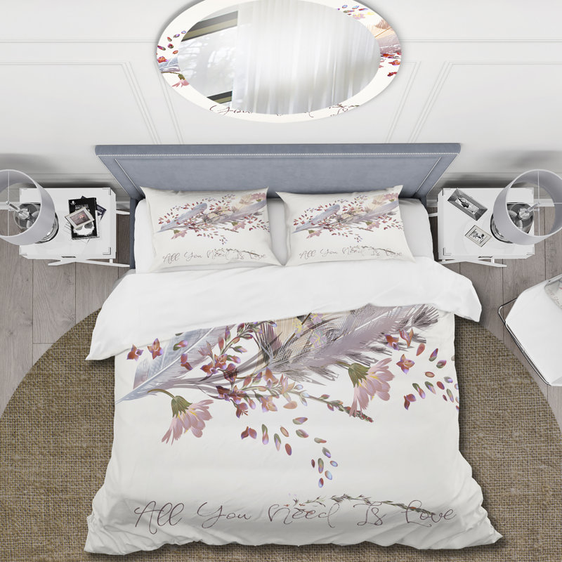 Pink/Grey Microfiber Duvet Cover Set, Twin Duvet Cover + 1 Standard Sham
