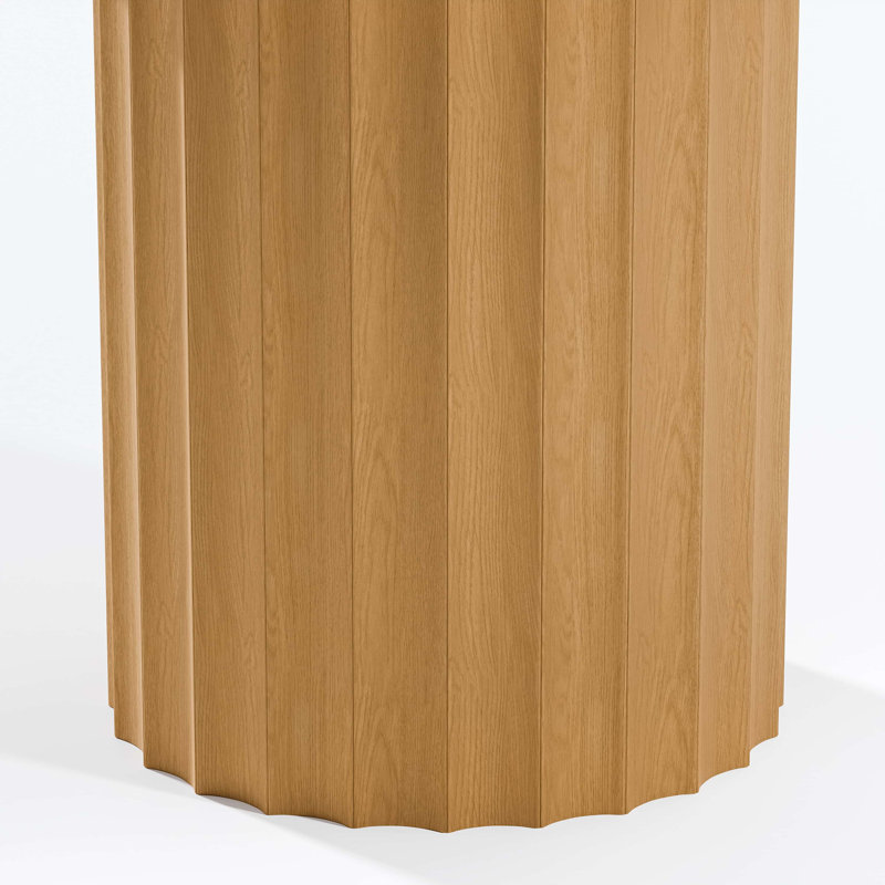 Solid Wood Dining Table Round Pedestal Kitchen Table, 30”H x 46”L x 46”W, Oak