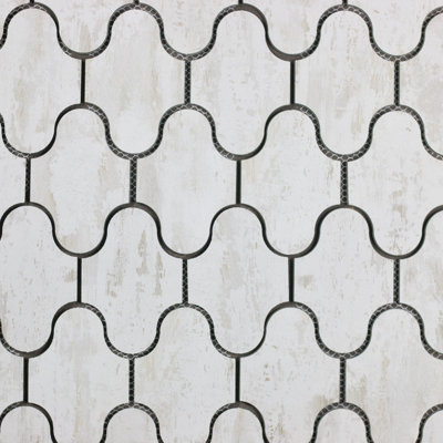 French Country Style Arabesque 4" x 5" Glass Novelty Mosaic Wall Tile