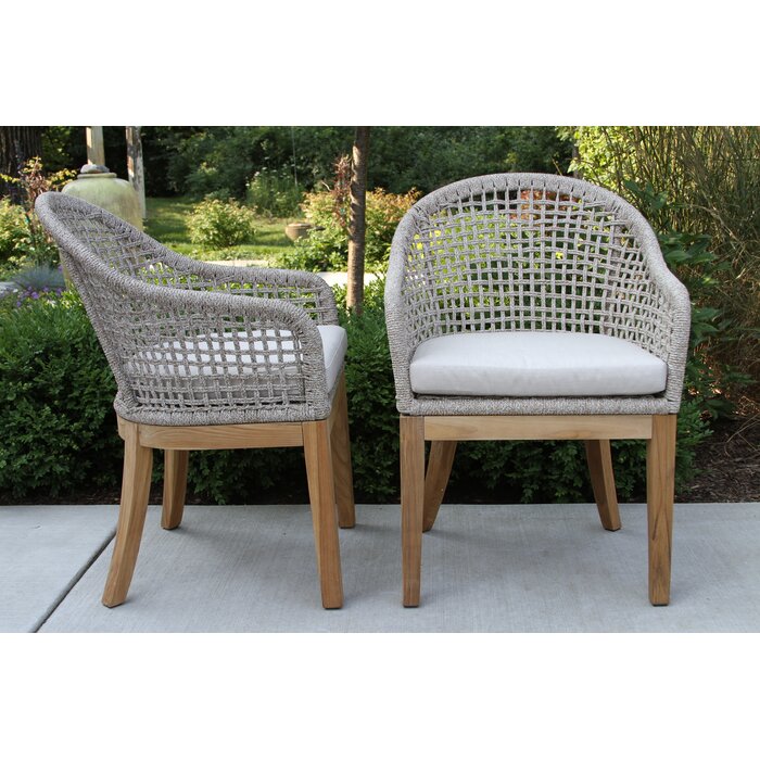 Birch Lane™ Fleur Patio Dining Armchair with Cushion & Reviews | Wayfair