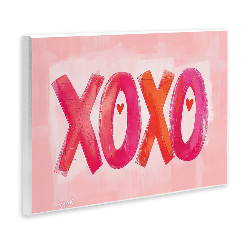 Plaque murale rose XOXO avec cœurs, design par LSR Design Studio, H 10 po x l 15 po