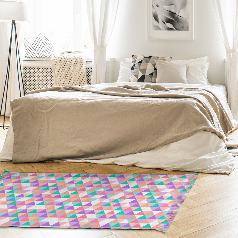 Triangle mauve/vert/beige Tapis décoratif, non
