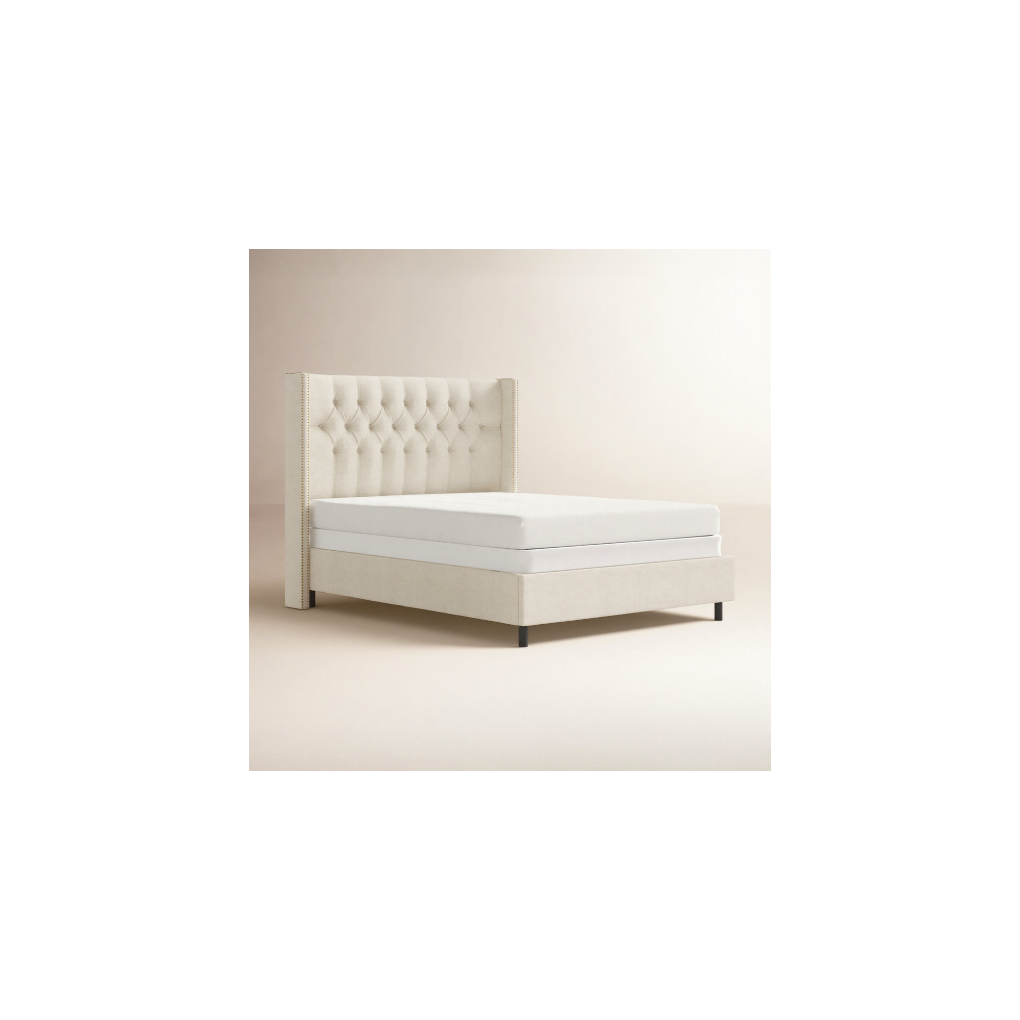 Breckin Upholstered Wingback Bed, Queen, Classic Talc Linen