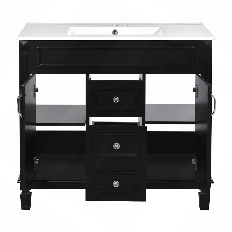 Bathroom Vanity With Top Sink, Modern Bathroom Storage Cabinet With 2 Soft Closing Doors And 2 Drawers, Single Sink Bathroom Vanity