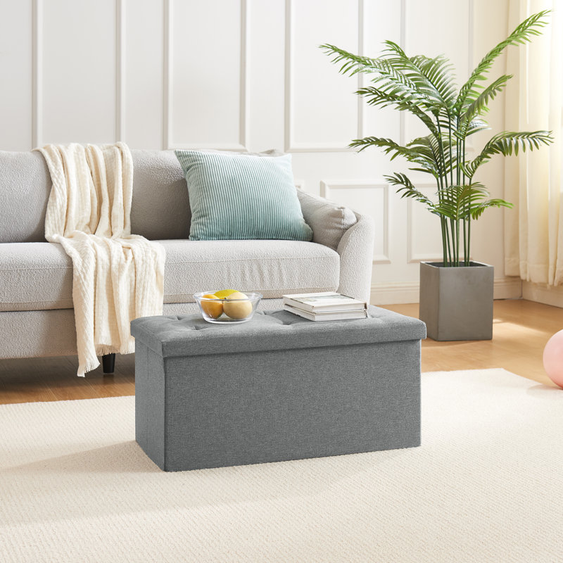 Artesian Upholstered Ottoman, Dark Gray Polyester Blend