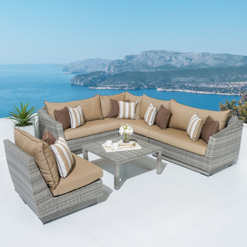Ensemble de conversation modulaire avec coussins Sunbrella Fionnula, Toile Sunbrella® beige chiné